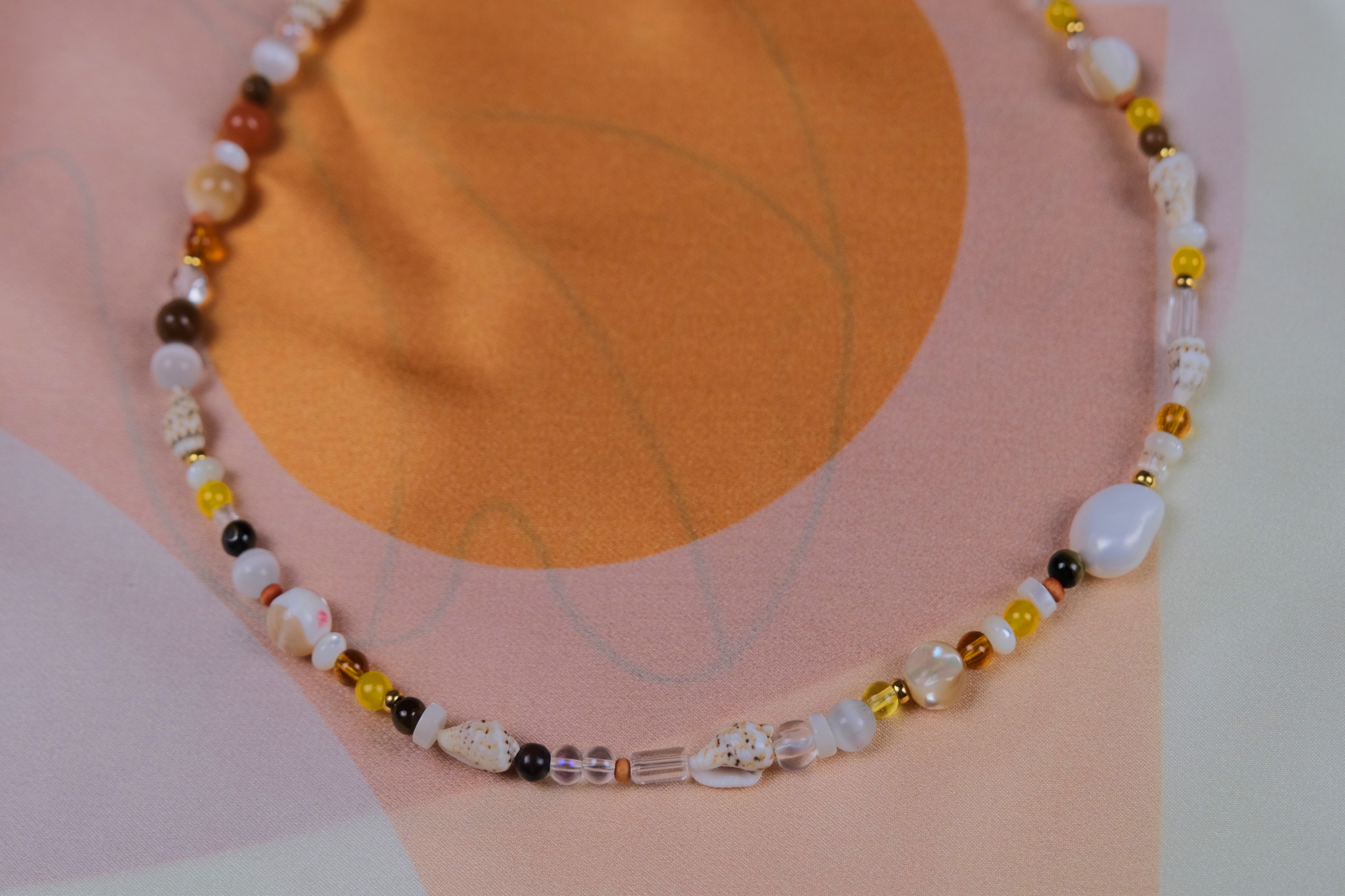 Collier avec pearls authentiques pierres de la mer détaille  - LePetitPaon